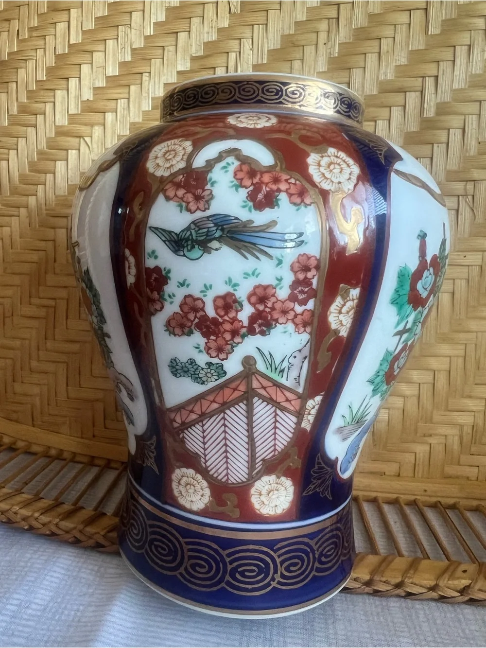 Gold Imari Hand Painted 7.5” Tall Vase